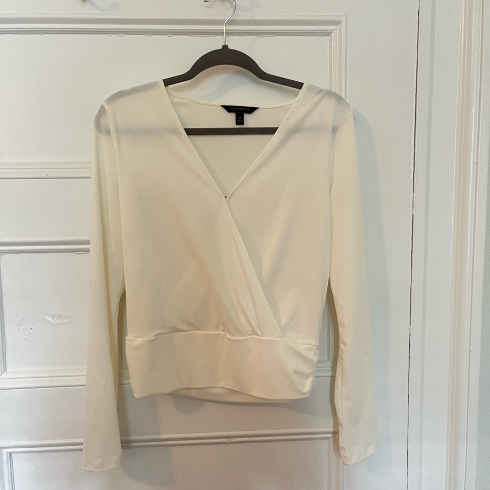 Banana Republic Ivory Wrap Blouse